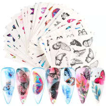 3D Butterfly Nail Art Stickers Adhesive Sliders Colorful Blue Butterfly Nail Sticker